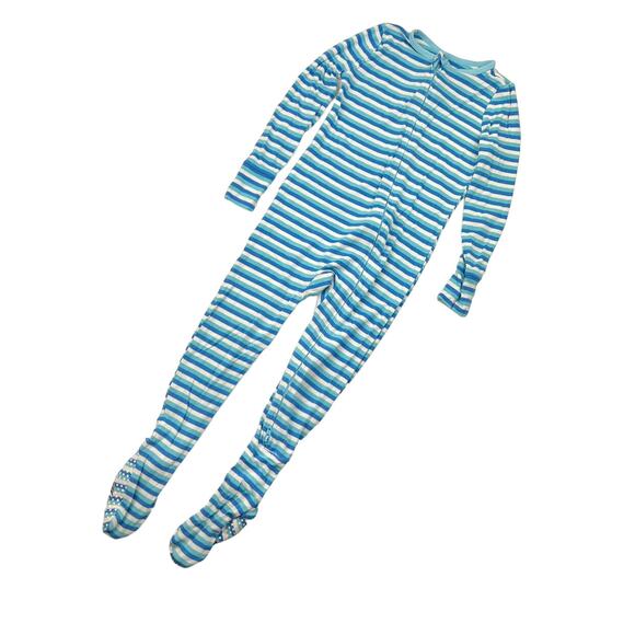Free Birdees Blue Stripe Zip Footie Pajamas - Picture 2 of 8